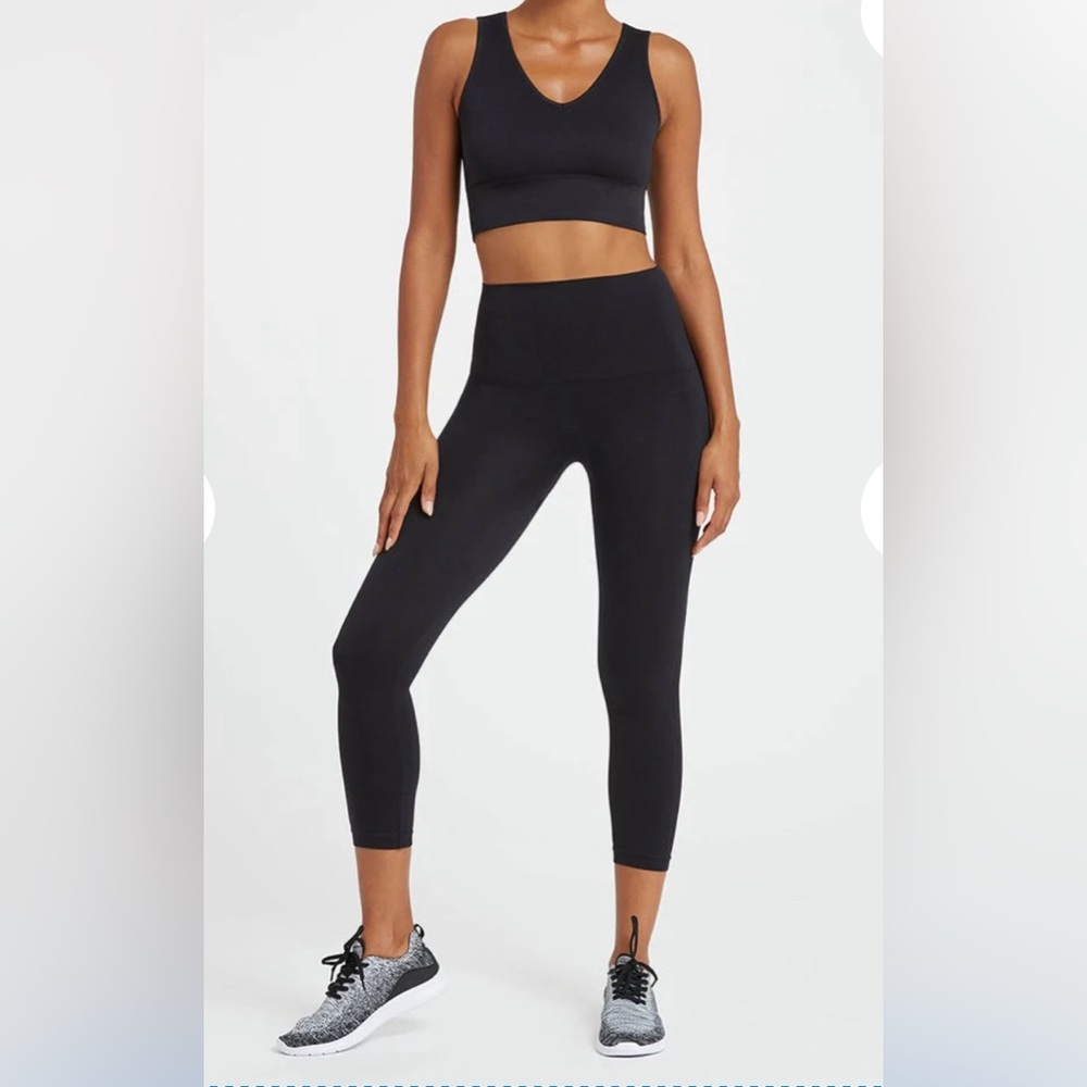 Spanx Cropped Lamn Leggings - Very Black, 1X